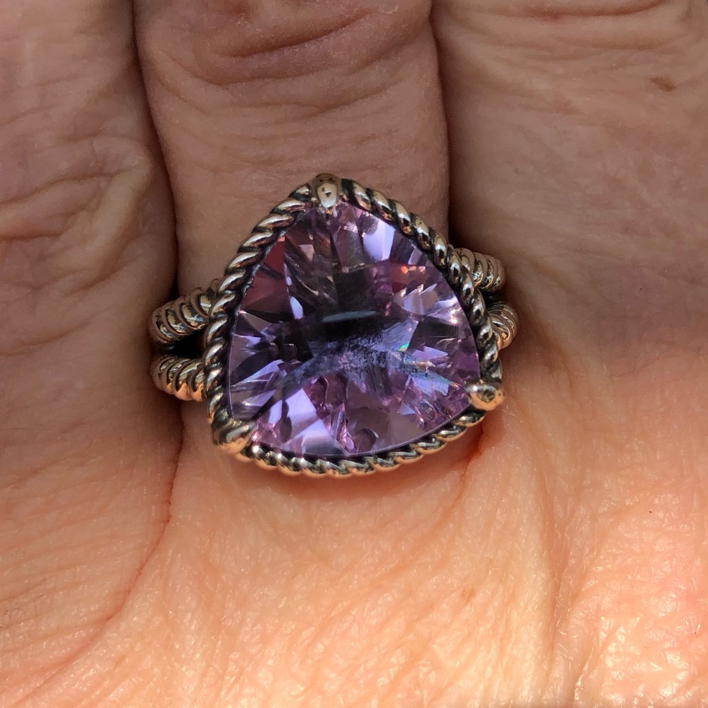 JOYA by Judy Crowell Amethyst 14mm Trillion Ring